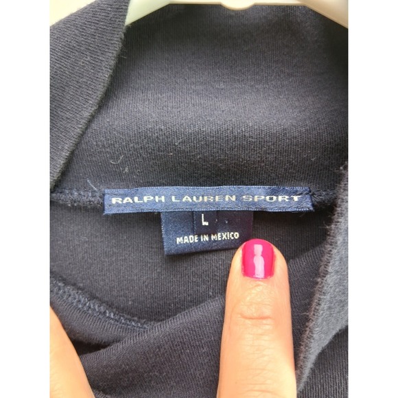 Ralph Lauren Sport Mock Neck Top L Navy Red Pony Long Sleeve (79 characters — o - Picture 3 of 6